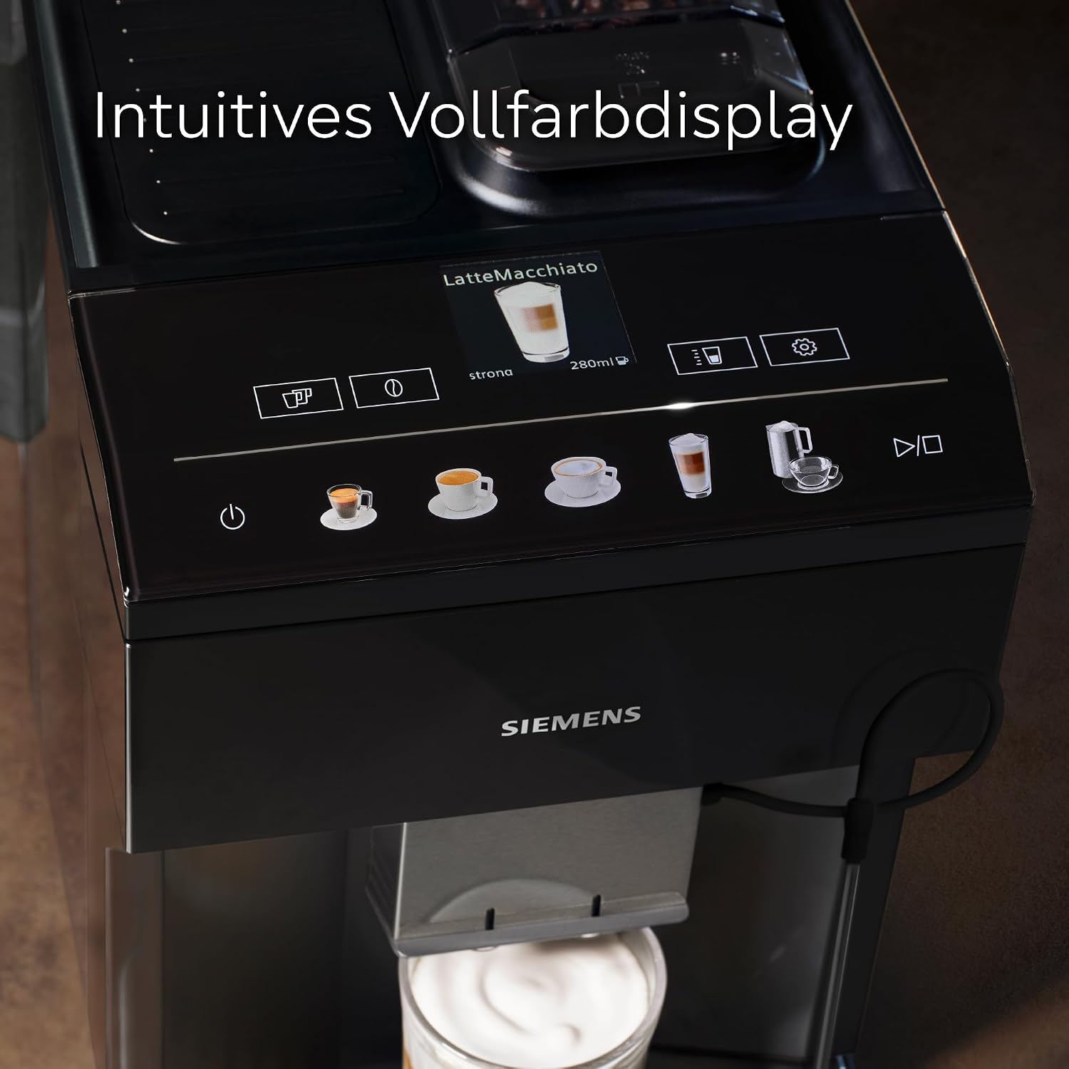 Siemens EQ500 classic Kaffeevollautomat TP511E19 – Klavierlack Schwarz – Ansicht 4