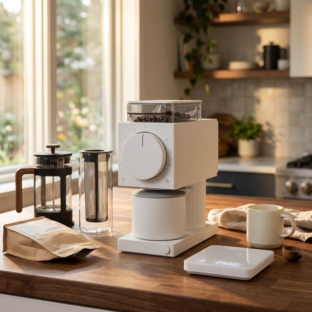 Fellow Ode Brew Grinder Gen 2 Filterkaffeemühle – Mattweiß – Ansicht 3