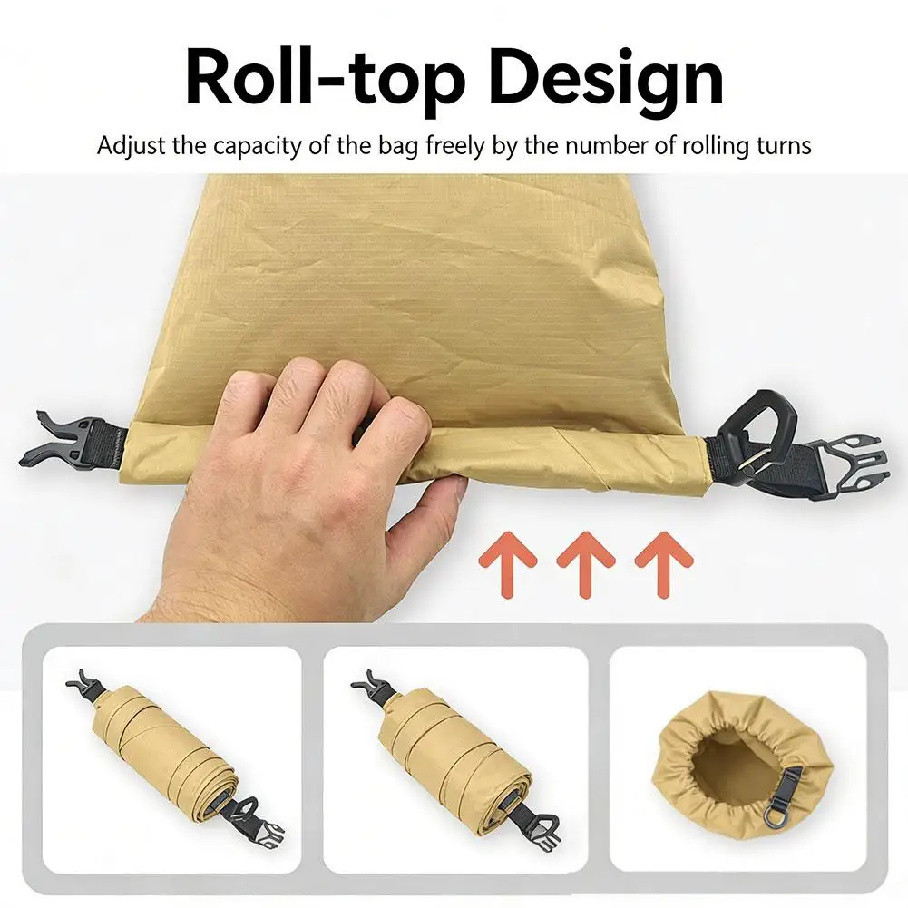 Wasserdichter Packsack mit Rollverschluss, Khaki